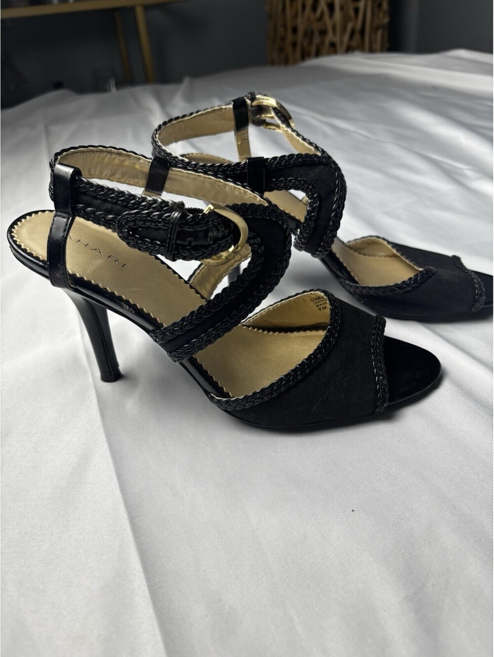Tahari Black Strappy Heeled Sandals